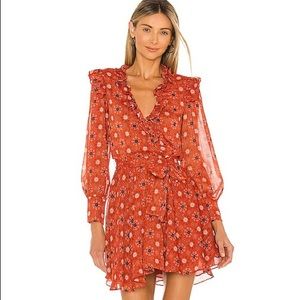 MISA XS Veruka Orange Wrap Dress